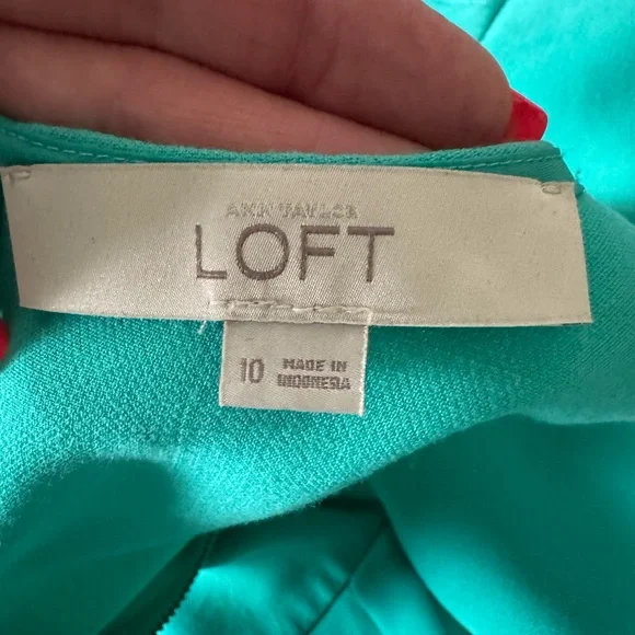 Loft Sleeveless Turquoise Peplum Sheath Dress Size 10 - Picture 5 of 5